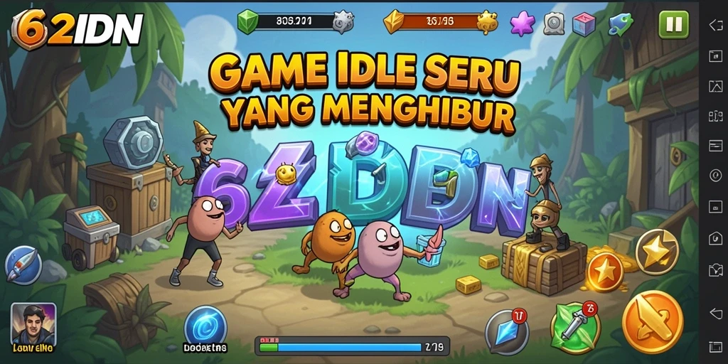 Screenshot gameplay 62IDN menampilkan karakter sedang mengumpulkan item.
