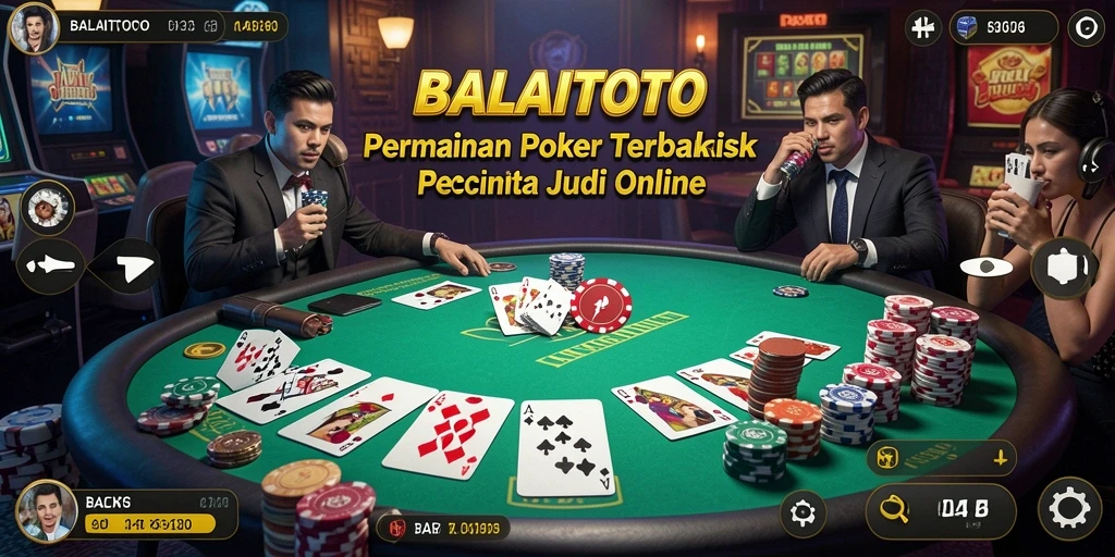 Tampilan gameplay seru di BALAITOTO dengan suasana poker yang mendebarkan.