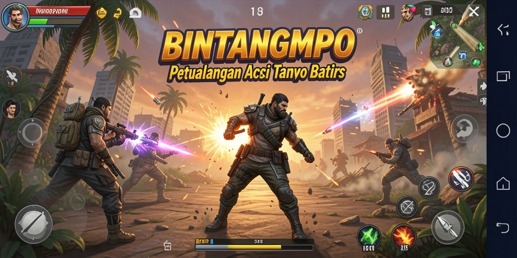Tangkapan layar BINTANGMPO menunjukkan pertarungan epik dalam gameplay action.