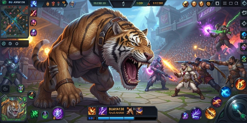 Gameplay seru dalam MOBA dengan strategi tim yang mendalam.