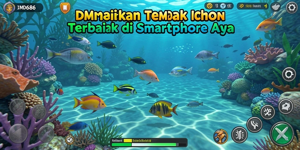 Tampilan gameplay DMD686 dengan aksi Tembak Ikan yang seru.