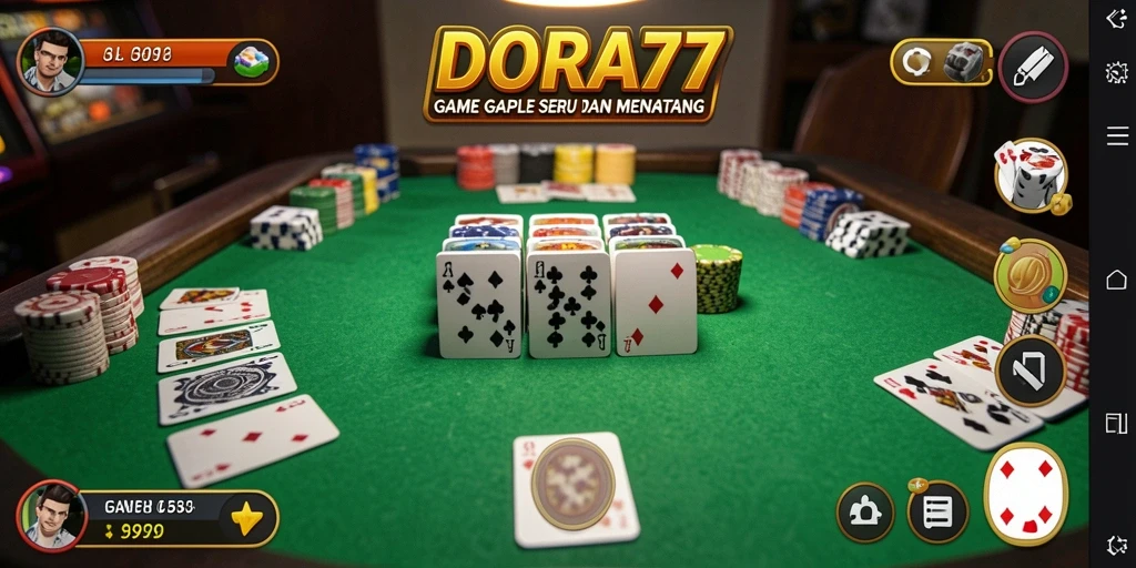 Tampilan gameplay Gaple yang seru dan interaktif di DORA77.