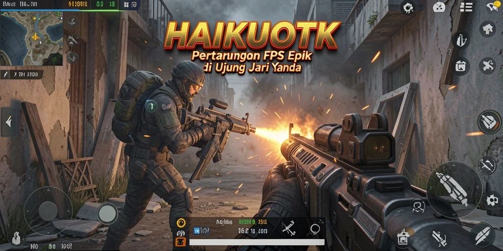 Screenshot HAIKUOTK menampilkan momen seru dalam pertempuran FPS.