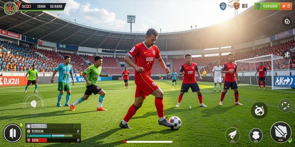 Screenshot gameplay LK21 menampilkan aksi seru di lapangan.