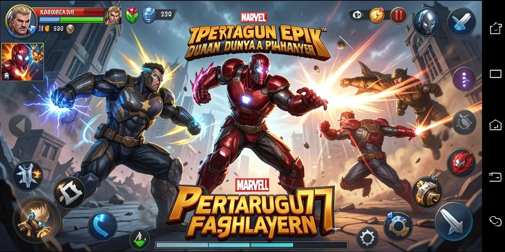 Tampilan gameplay yang intens di game Fighting MARVEL77.