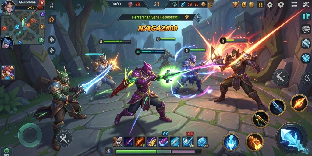 Screenshot NAGA2000 menampilkan aksi seru gameplay MOBA.