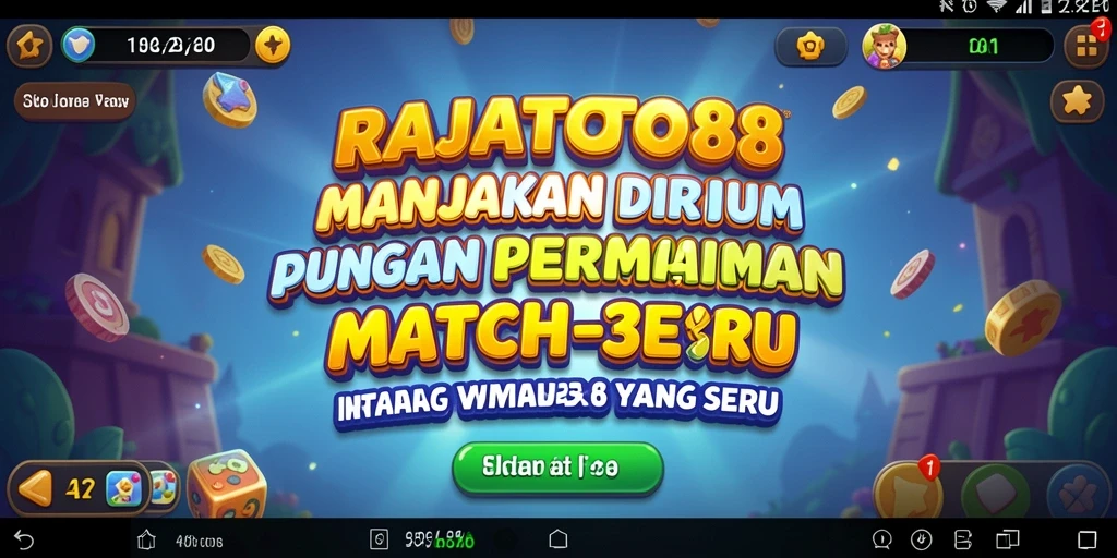 Screenshot gameplay RAJATOTO88 yang menunjukkan level Match-3 yang menantang.
